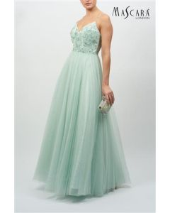 Abendkleid mit Glitzertüll, mint