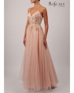 Abendkleid,peach/glitter