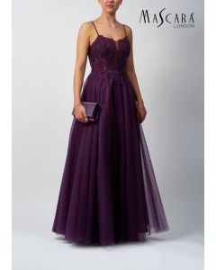 Abendkleid mit Glitzertüll, dark purple