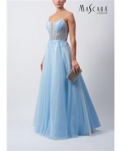Abendkleid mit Glitzertüll, baby blue