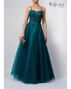 Abendkleid mit Glitzertüll, forest