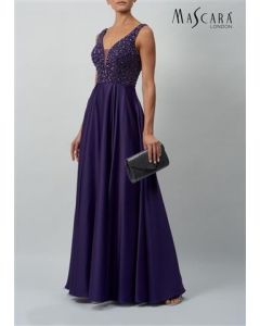Abendkleid mit Satinrock, aubergine