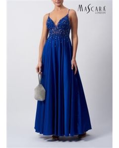 Abendkleid mit Satinrock, royal blue