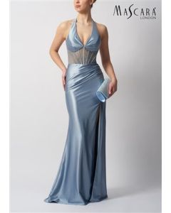 Neckholderkleid, steelblue
