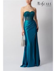 Jerseykleid mit Corsage, petrol