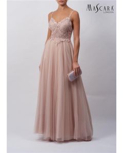 Abendkleid mit Tüllrock, nude