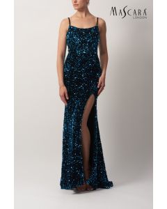 Paillettenkleid, teal