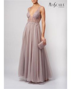 Abendkleid mit T&uuml;llrock, mauve
