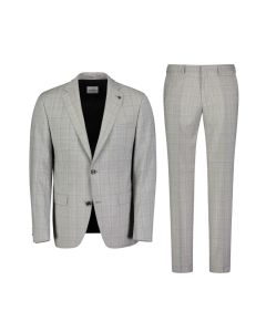 Anzug, light grey/taupe/check