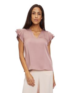 Da-Bluse mit Volantarm, rose