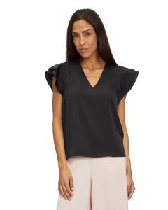 Da-Bluse mit Volantarm, jet black
