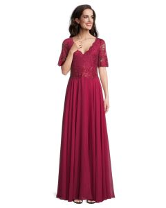 Abendkleid mit Spitzenoberteil,ruby red