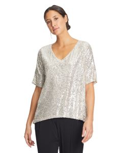 Paillettenshirt, beige/silver