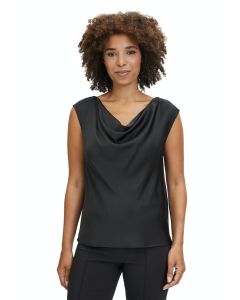 Blusentop mit Wasserfallausschnitt, black