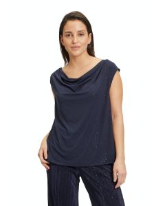 Top mit Wasserfallausschnitt, dark blue/blue