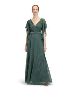 Abendkleid mit Glitzer, green/grey