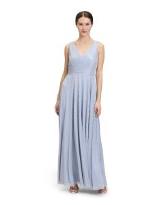 Abendkleid mit Lurex, blue/silver