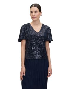 Paillettenoberteil mit Fledermausarm, midnight blue