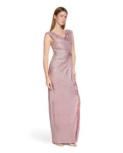 Abendkleid mit Wasserfallausschnitt, rose/silver
