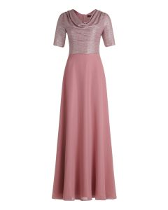 Abendkleid mit Wasserfallausschnitt, rose/rose