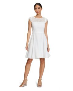 Kleid mit Spitzenoberteil, ivory white