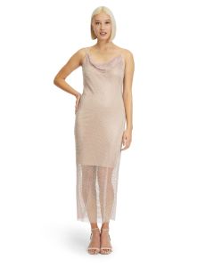 Kleid mit Glitzermesh, nude