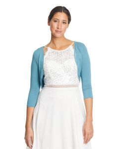 Bolero mit Chiffonkante, smoky teal