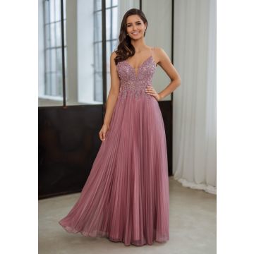 Abendkleid mit Plisseerock, geranium pink