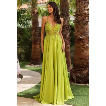 Abendkleid mit Glitzer, kiwi green
