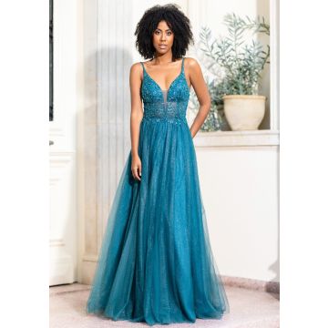 Abendkleid, glitter peacock