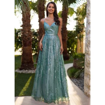 Abendkleid, glitter dusty green