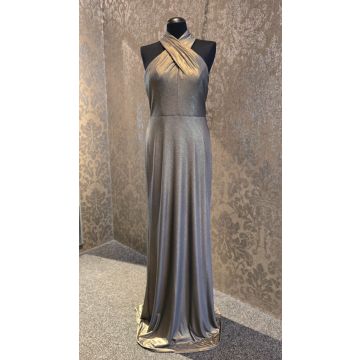 Jerseykleid mit Neckholder, black/gold