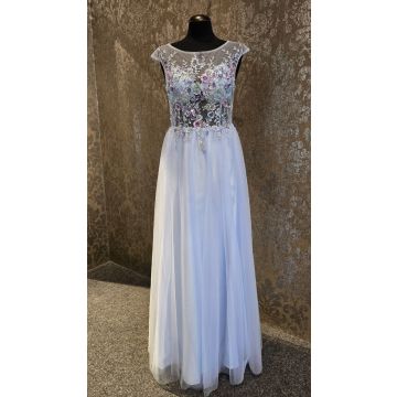 Abendkleid mit Stickerei, baby blue/multi