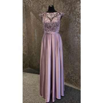 Abendkleid mit Satinrock, mauve