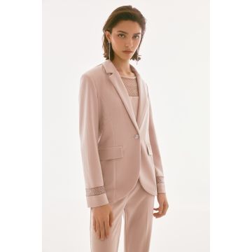 Blazer mit Mesheinsatz, sand