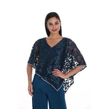 Bluse mit Samtüberwurf, teal