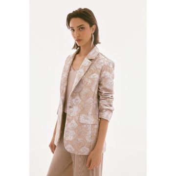 Blazer mit Jaquard Muster, beige/silver