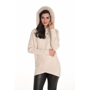 Da-Pullover mit Kapuze, oatmeal