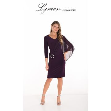 Kleid mit Überwurf, deep plum