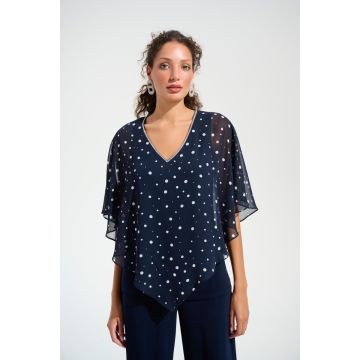 Bluse mit Überwurf, midnight blue/vanille