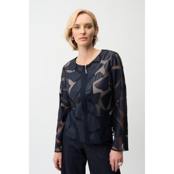 Meshjacke mit Lederimitat, midnight blue