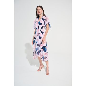 Kleid mit Chiffonarm, vanille/multi