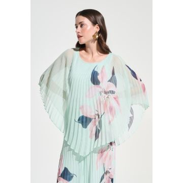 Plisseebluse, pistazie/multi