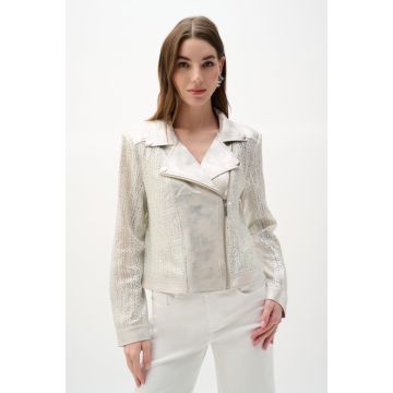 Bikerjacke, champagner/silver