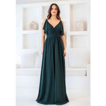 Abendkleid mit Flügelärmeln, botanical green