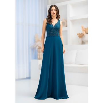 Abendkleid mit Chiffonrock, peacock green