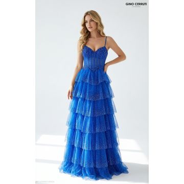 Abendkleid mit Stufen-Rosalind, royal blue