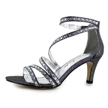 Sandalette, glitter-schwarz
