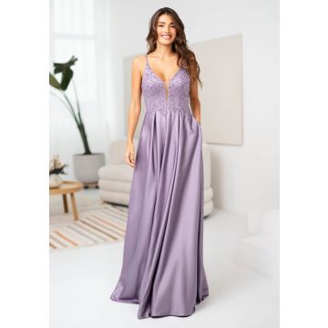 Abendkleid mit Satinrock, shiny violet