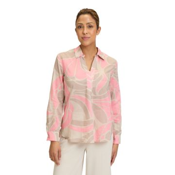 Da-Bluse, beige/flamingo